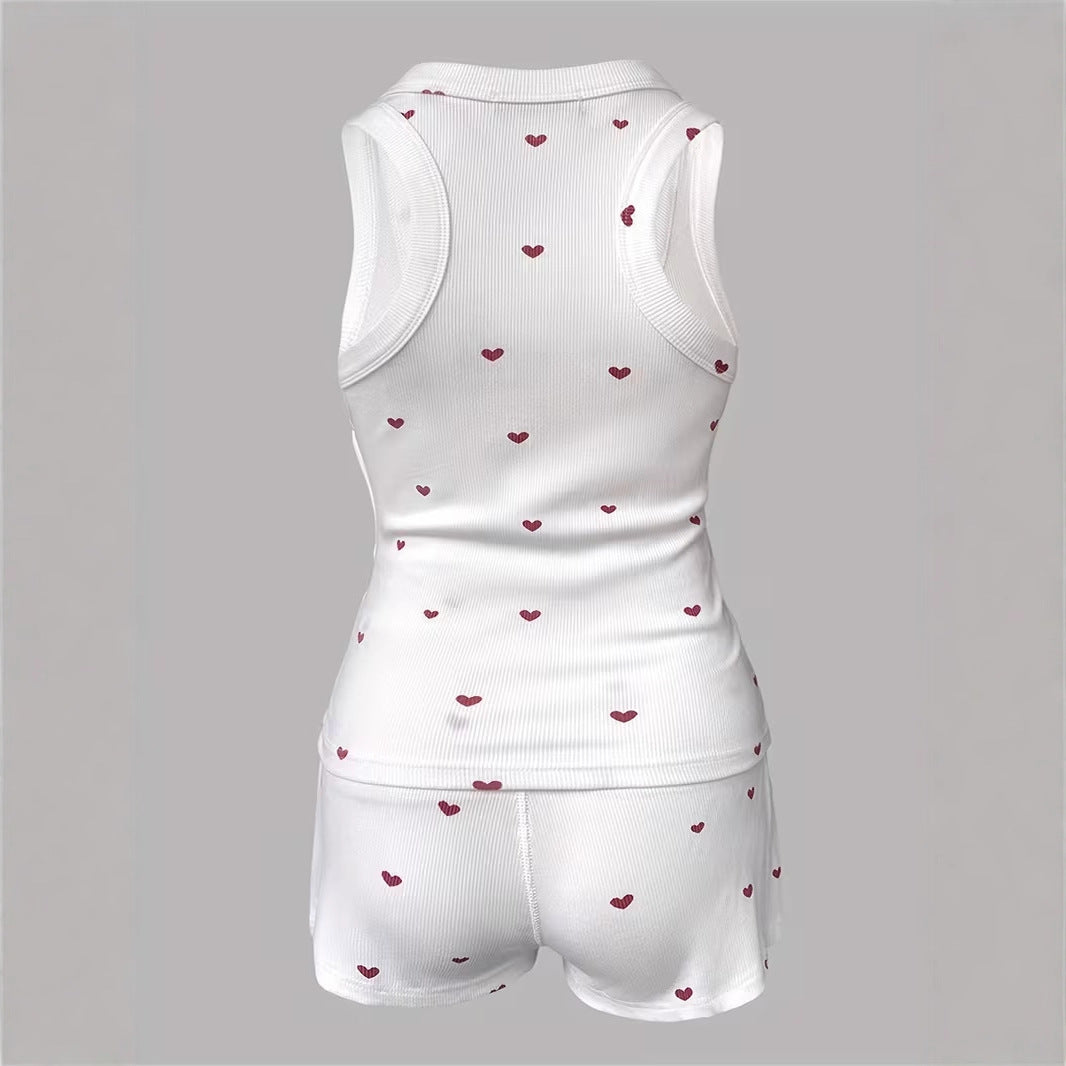 Sleeveless Polka Dot Vest and Pants for Women