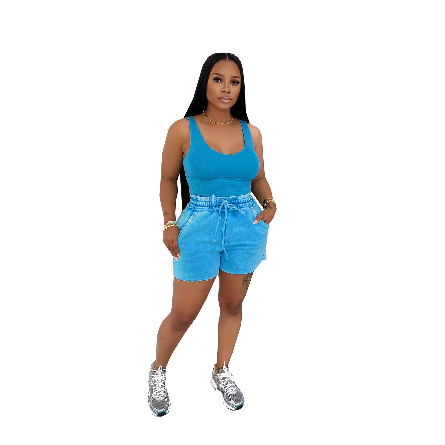 Women Sleeveless Backless Top and Shorts