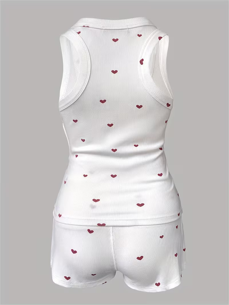 Sleeveless Polka Dot Vest and Pants for Women