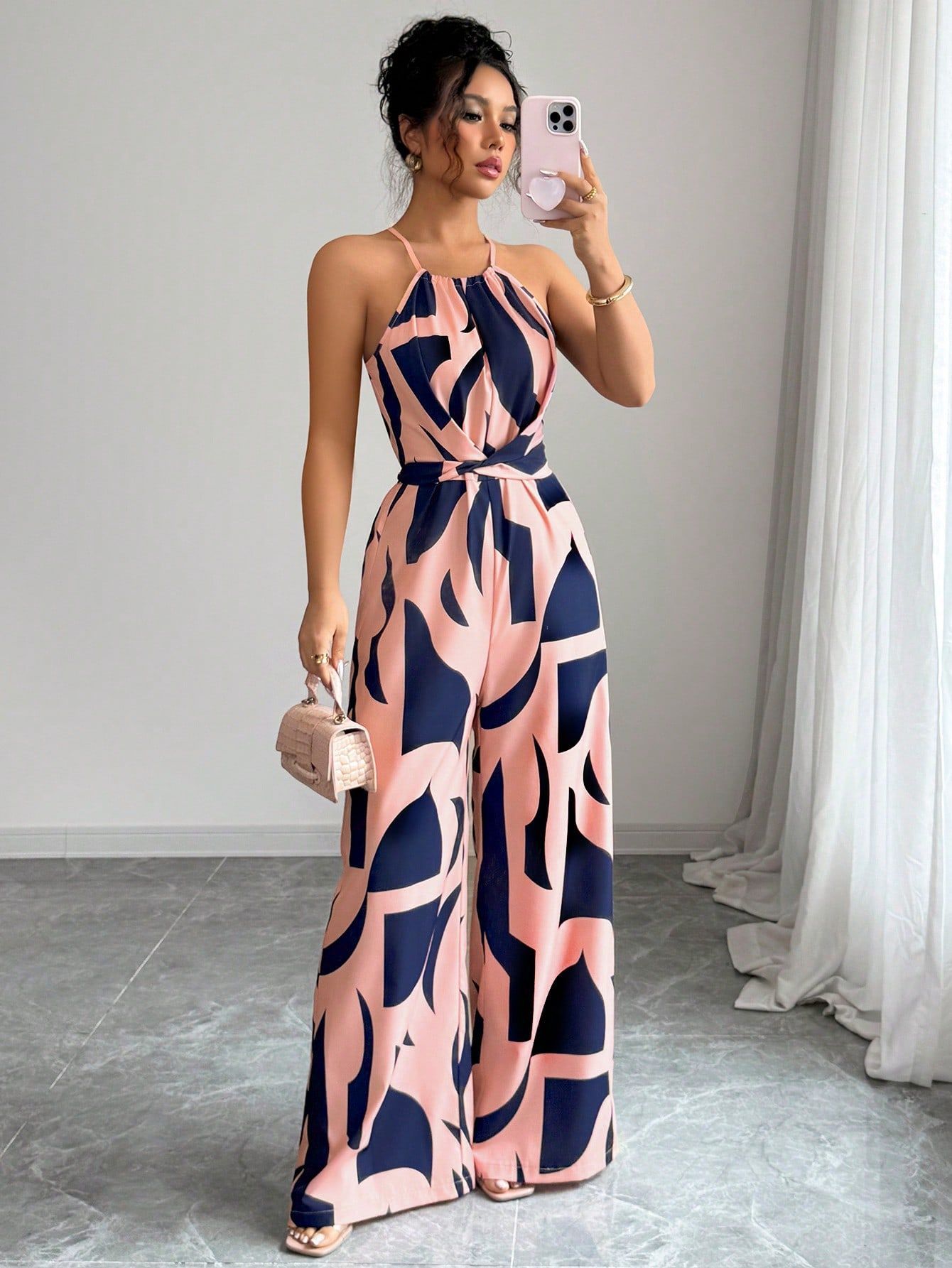 Women's Halter Neck Wide Leg Jumpsuit