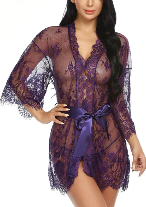 bre New Women's Sexy Lace Kimono Lingerie Set