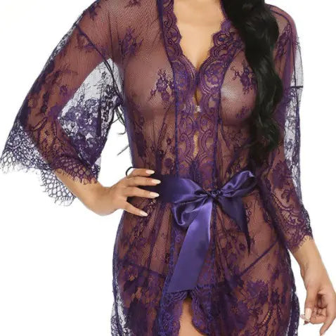 bre New Women's Sexy Lace Kimono Lingerie Set