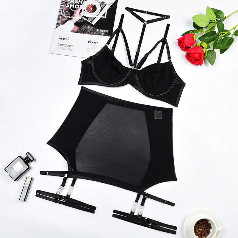 2022 Women's Fashion Breathable Mesh Lingerie Set