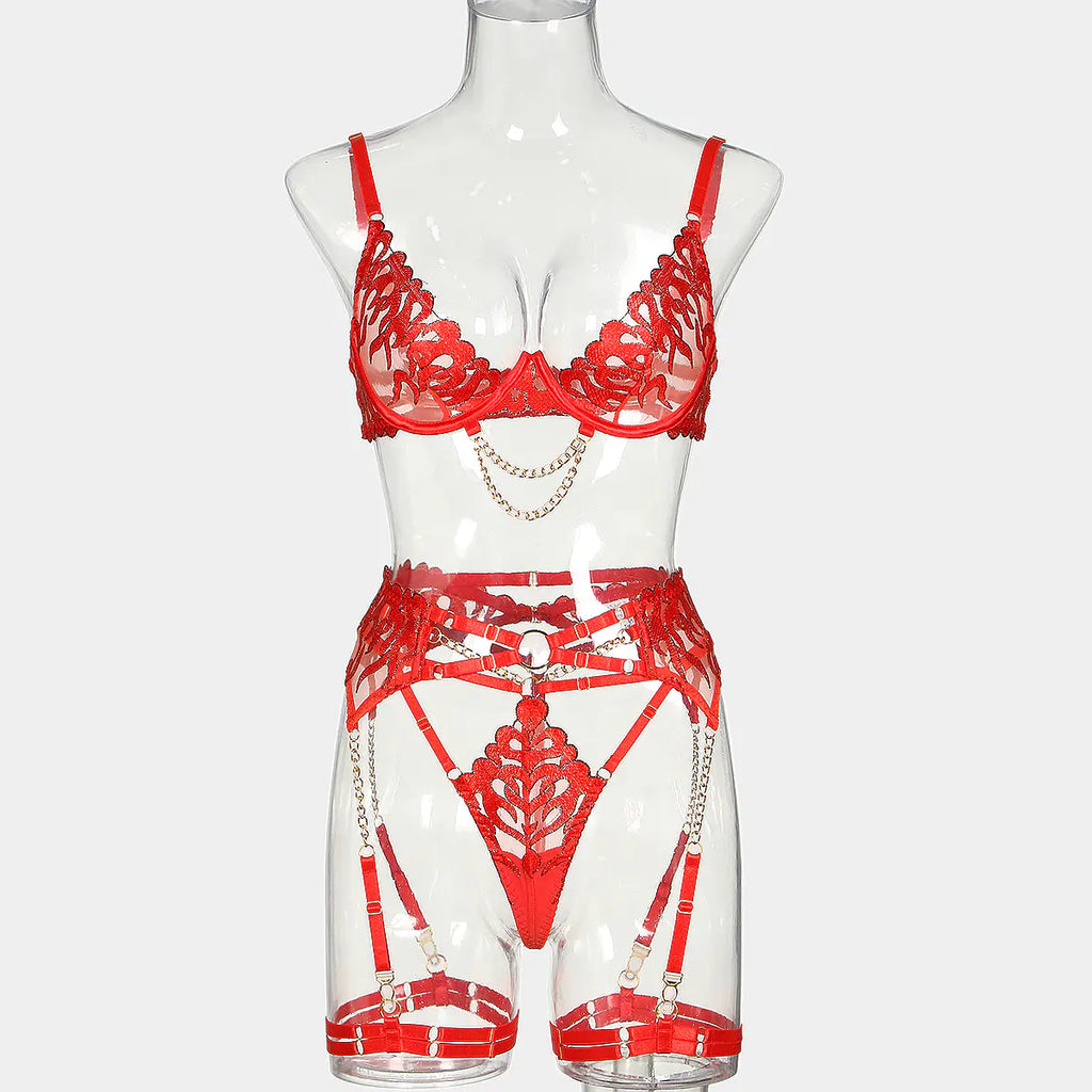 2023 Hot Selling Flame Embroidered Lingerie Set