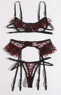 Sexy Vday Lingerie Set with Heart Dot Ruffles (One Set)