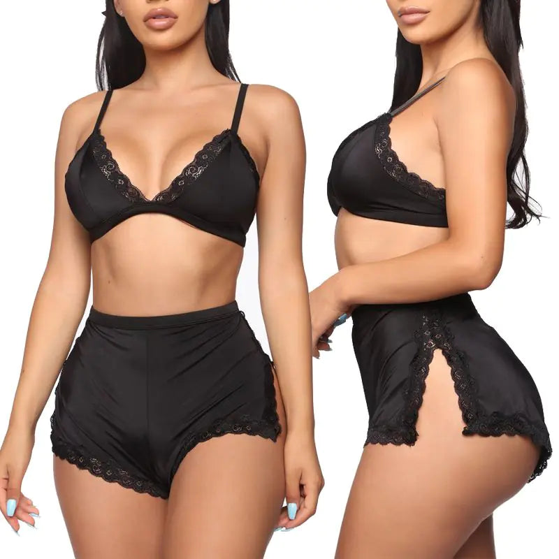 Women's Deep V-Neck Lace Lingerie and Sleepwear