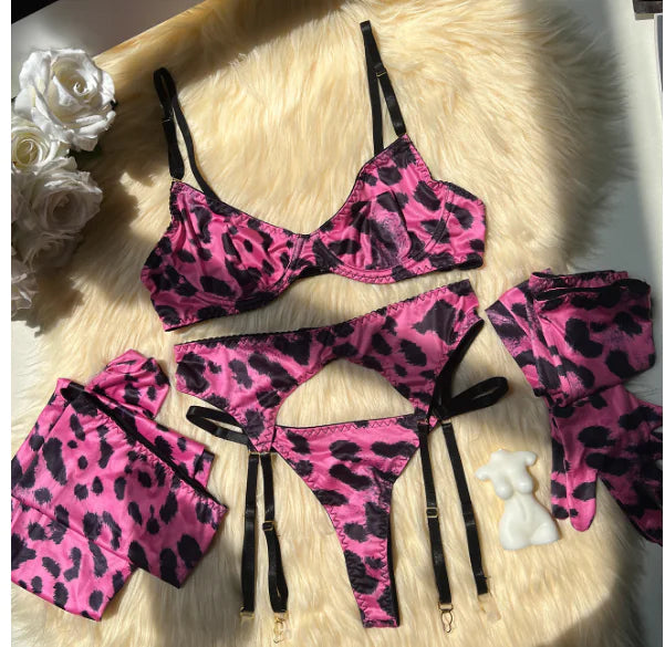 bre Luxury Leopard Print Lingerie Set (One Set)