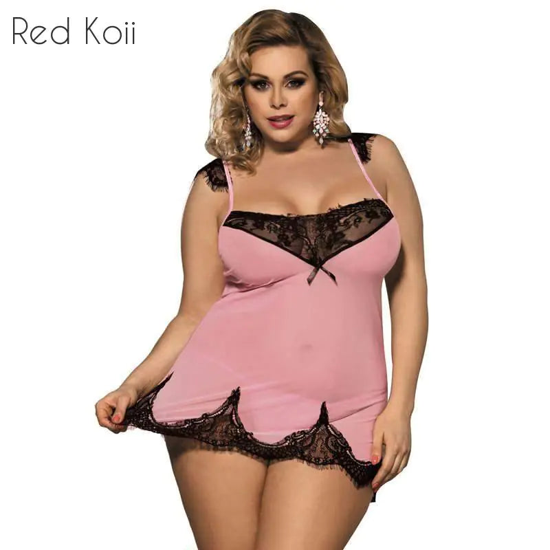 Lingerie Set - Women's Sheer Lace and Mesh Sleepwear