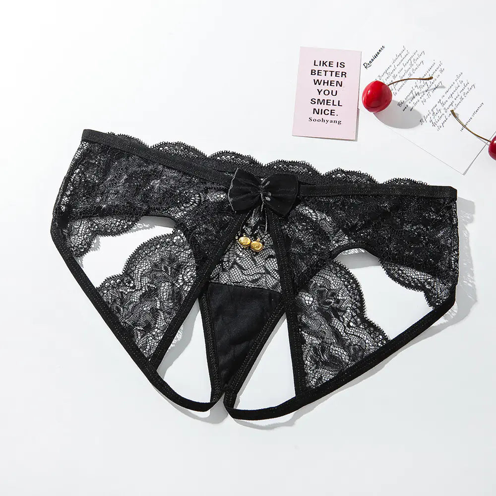 bre Lace Black Temptation Women's Lingerie with Bells