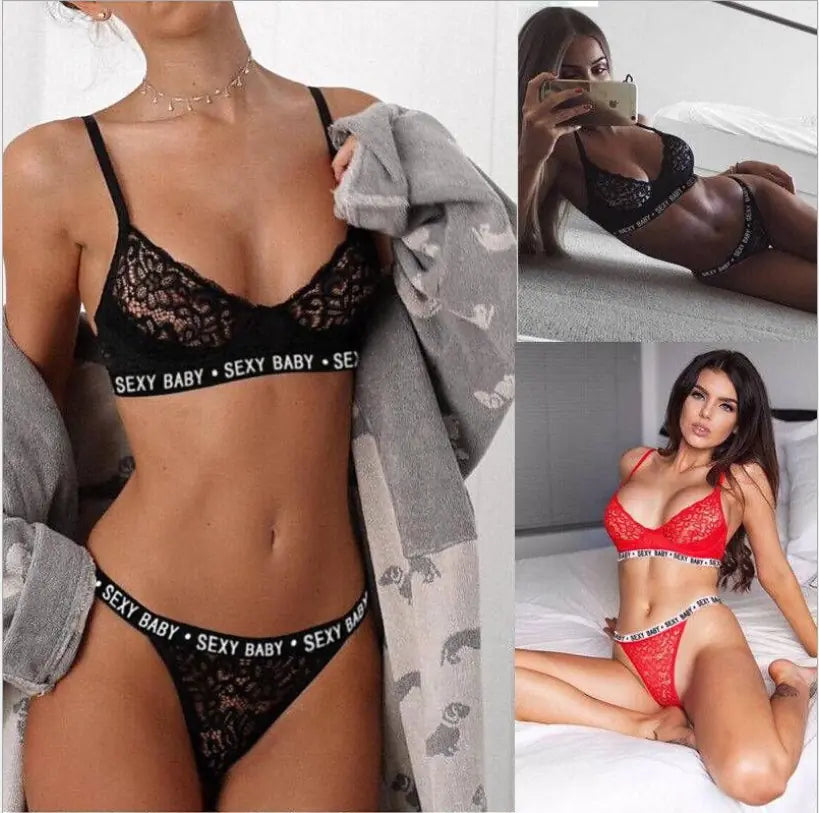 2018 Lace Bondage Lingerie Set with Sleepwear