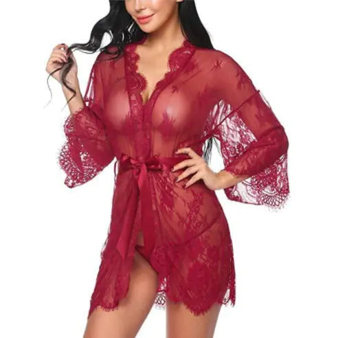 bre New Women's Sexy Lace Kimono Lingerie Set