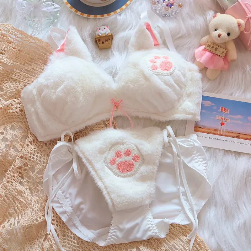 Winter Moon Rabbit Plush Lingerie Set with Bear