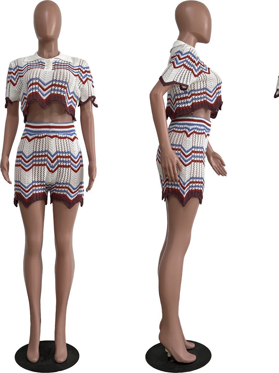 Hand Knitted Casual Shorts Set