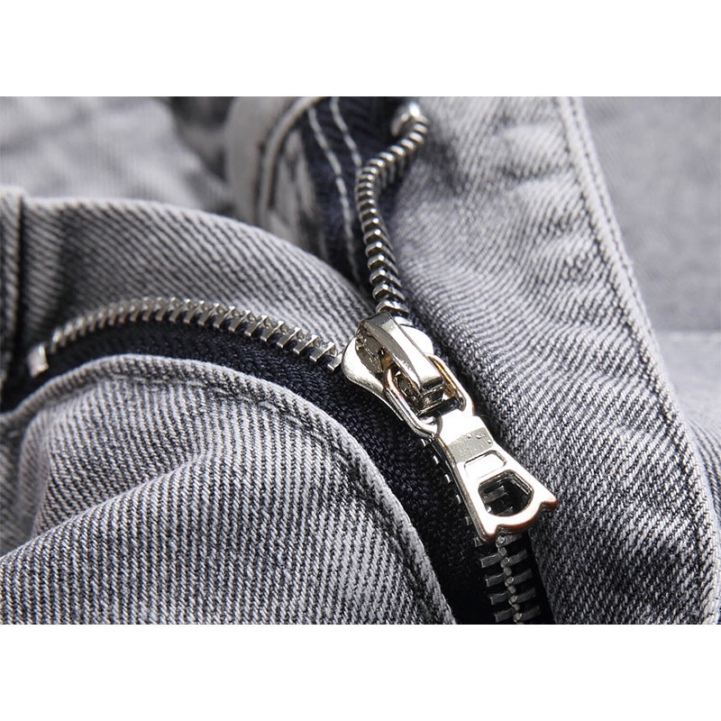 Mens Stretch Ripped Embroidered Jeans