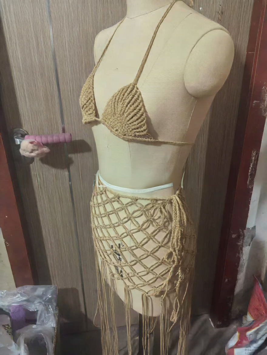 Bohemian Crochet Halter Top and Skirt