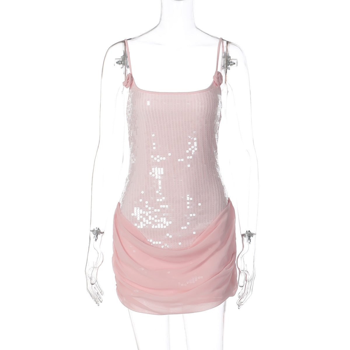 Adjustable Strap Sequined Bodycon Dress