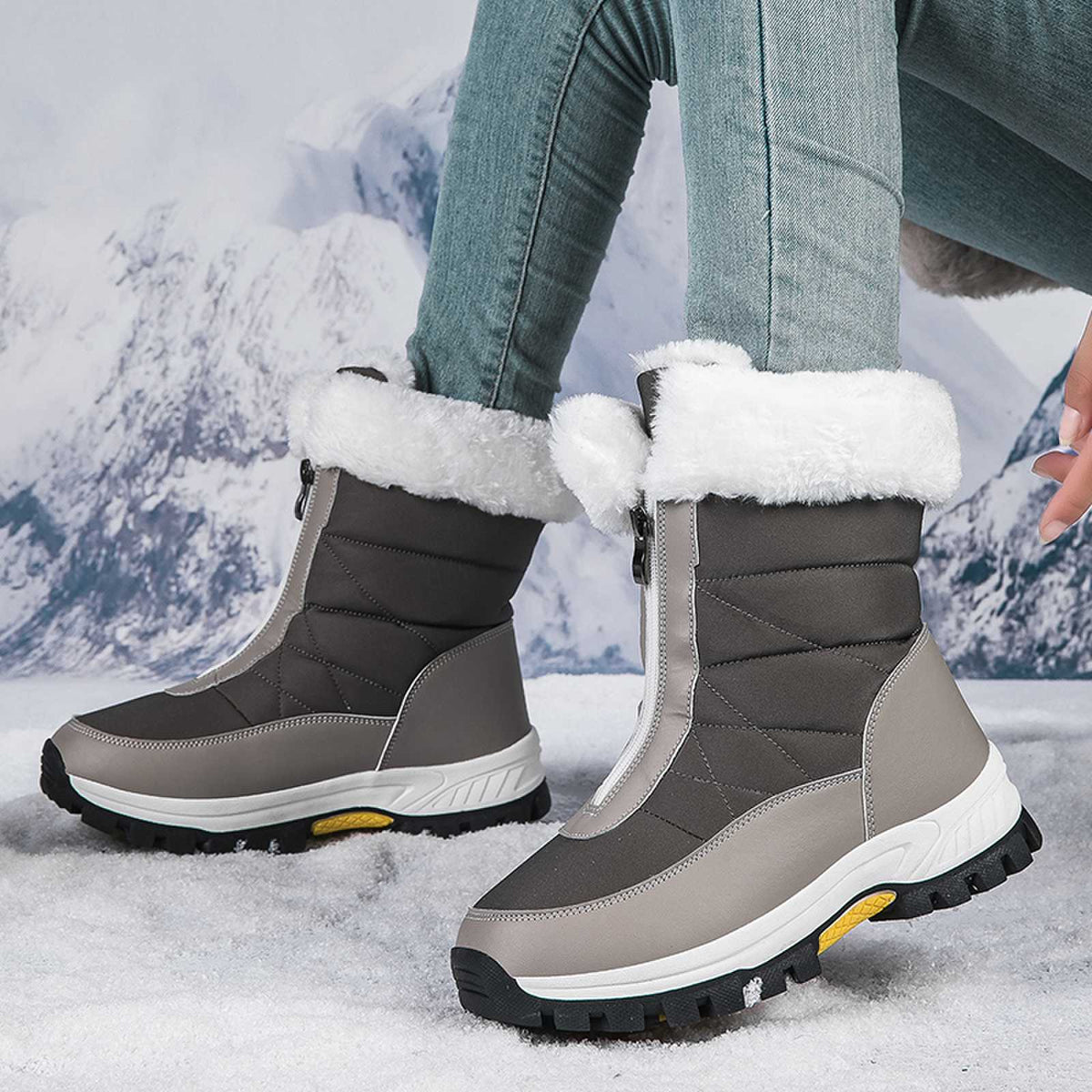 Women Fleece Lined Snow Boots Anti Slip Winter Warm Outdoor Boots