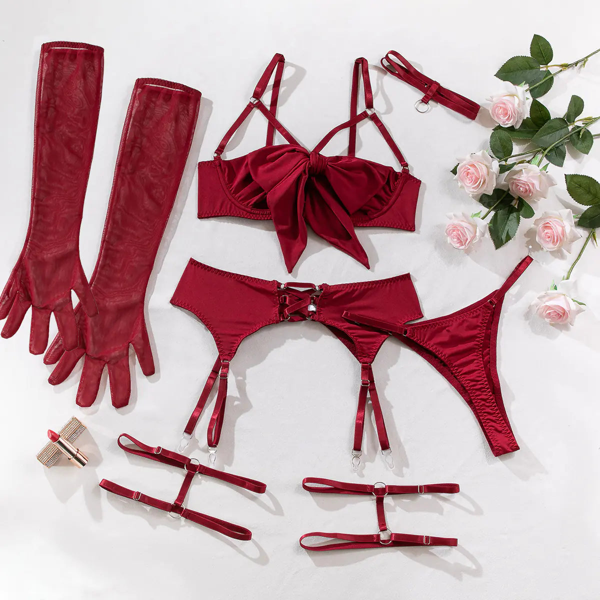 Seductive Garter Lingerie Four-Piece Set (One Set)