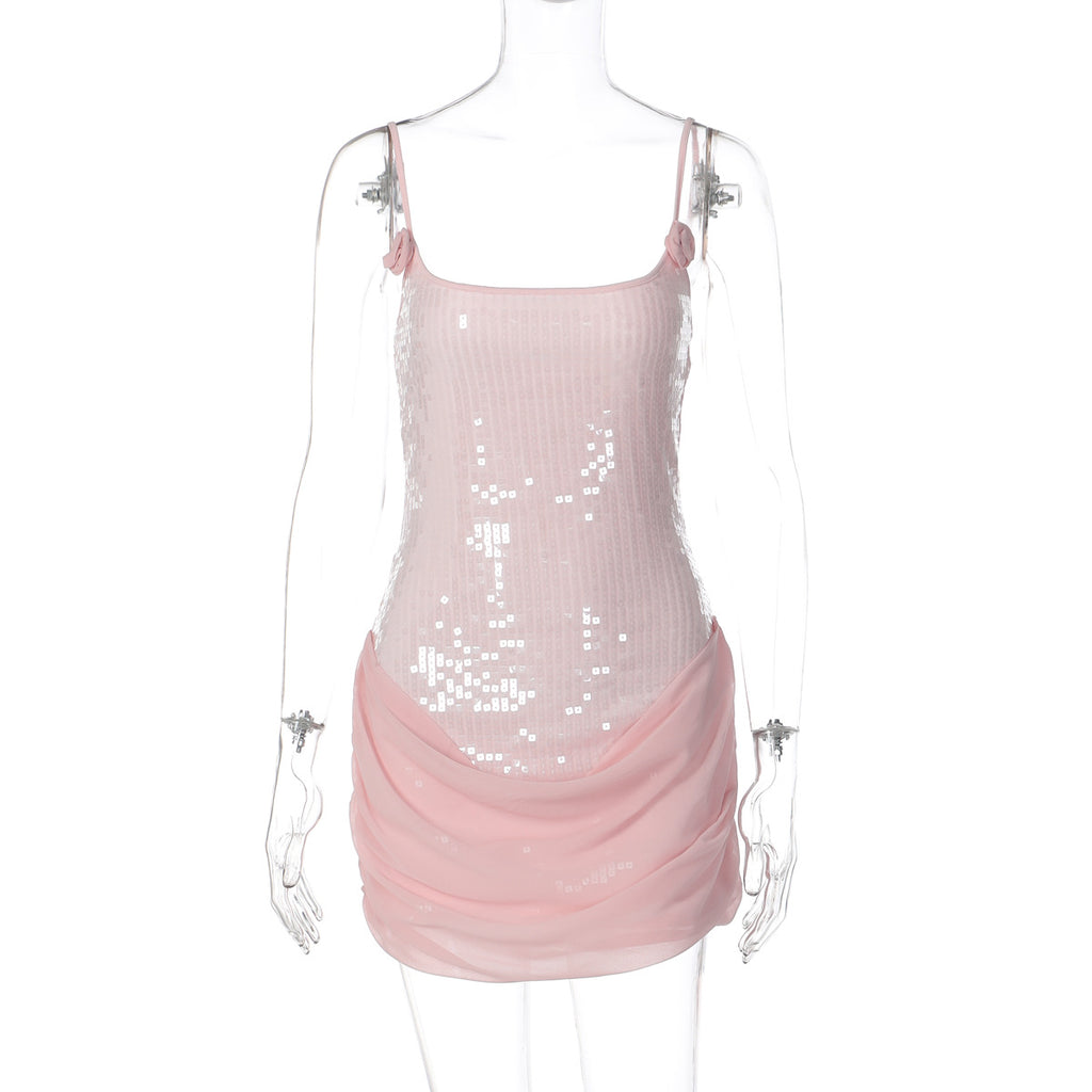 Adjustable Strap Sequined Bodycon Dress