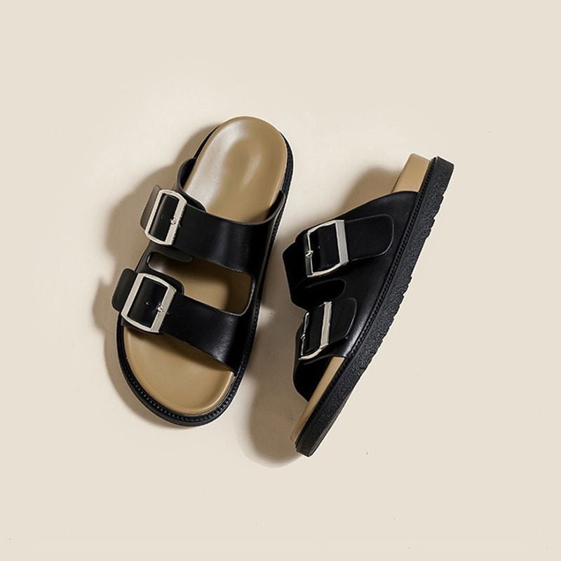 Womens Thick Sole Buckle Sandals