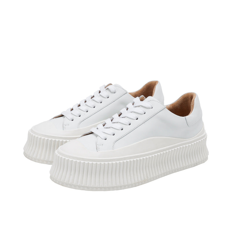 Womens Leather Platform Sneakers