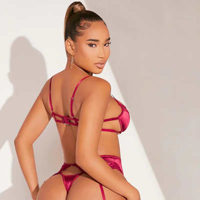 Winter Lace Lingerie Set with V-Neck Design (4 Pieces)