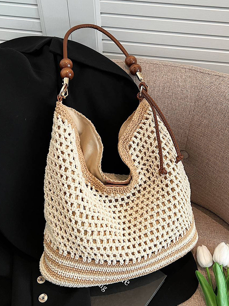 Hollow Woven Tote Bag Large Capacity Casual Shoulder Bag