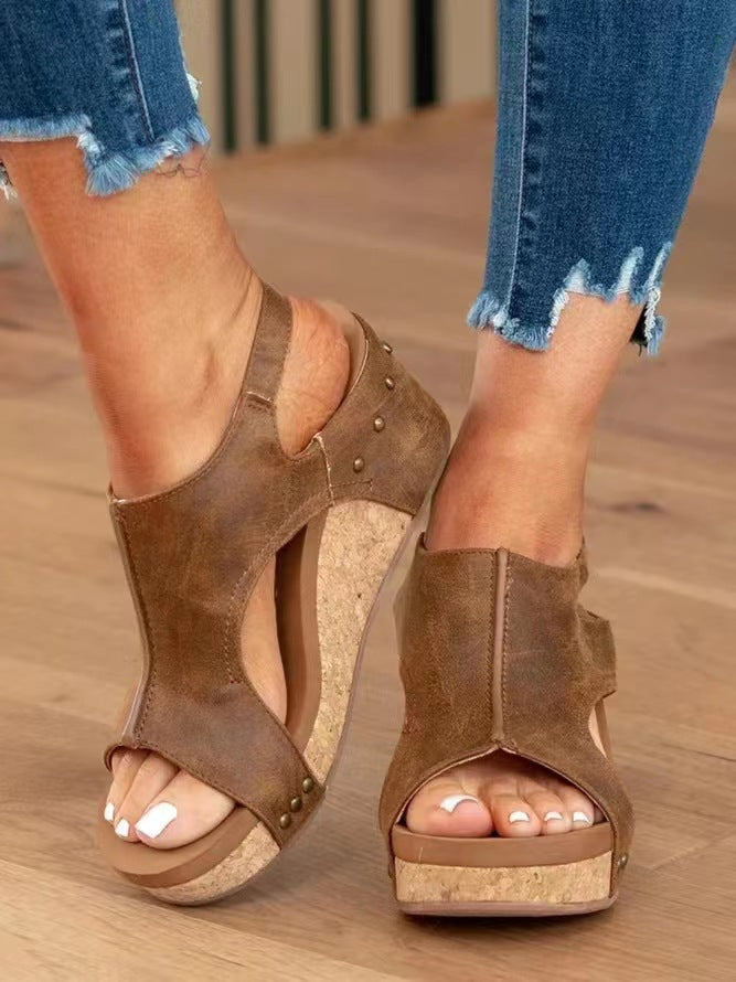 Womens Fashion Wedge Peep Toe Sandals