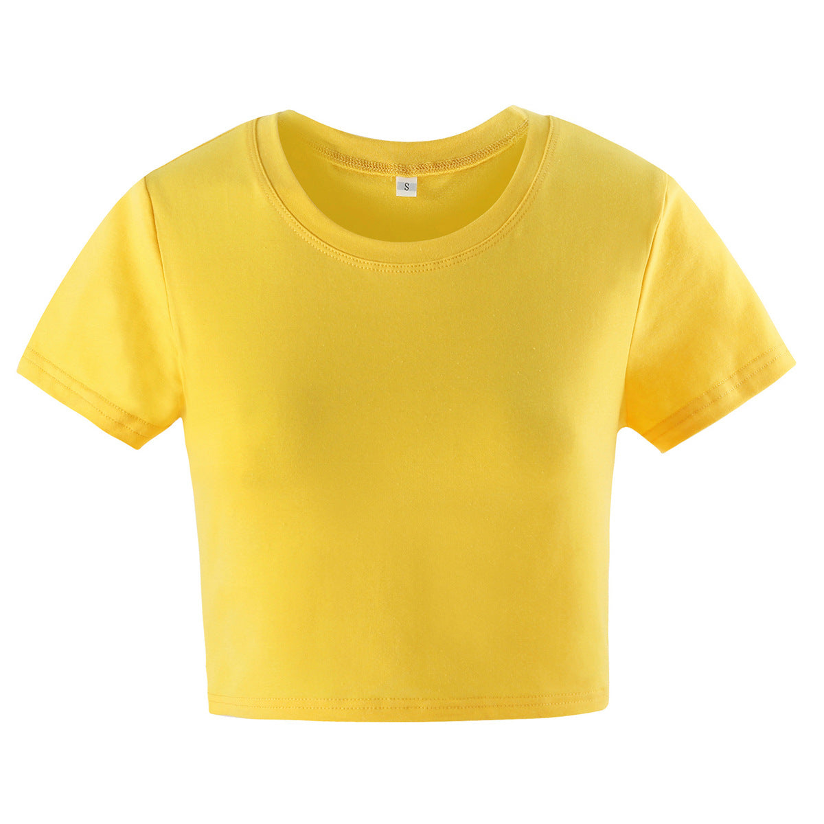 Womens Crop Top Color Block T-Shirt