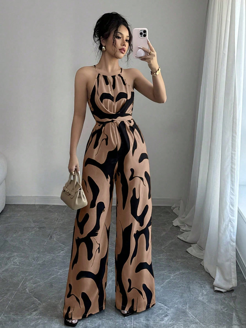 Women's Halter Neck Wide Leg Jumpsuit