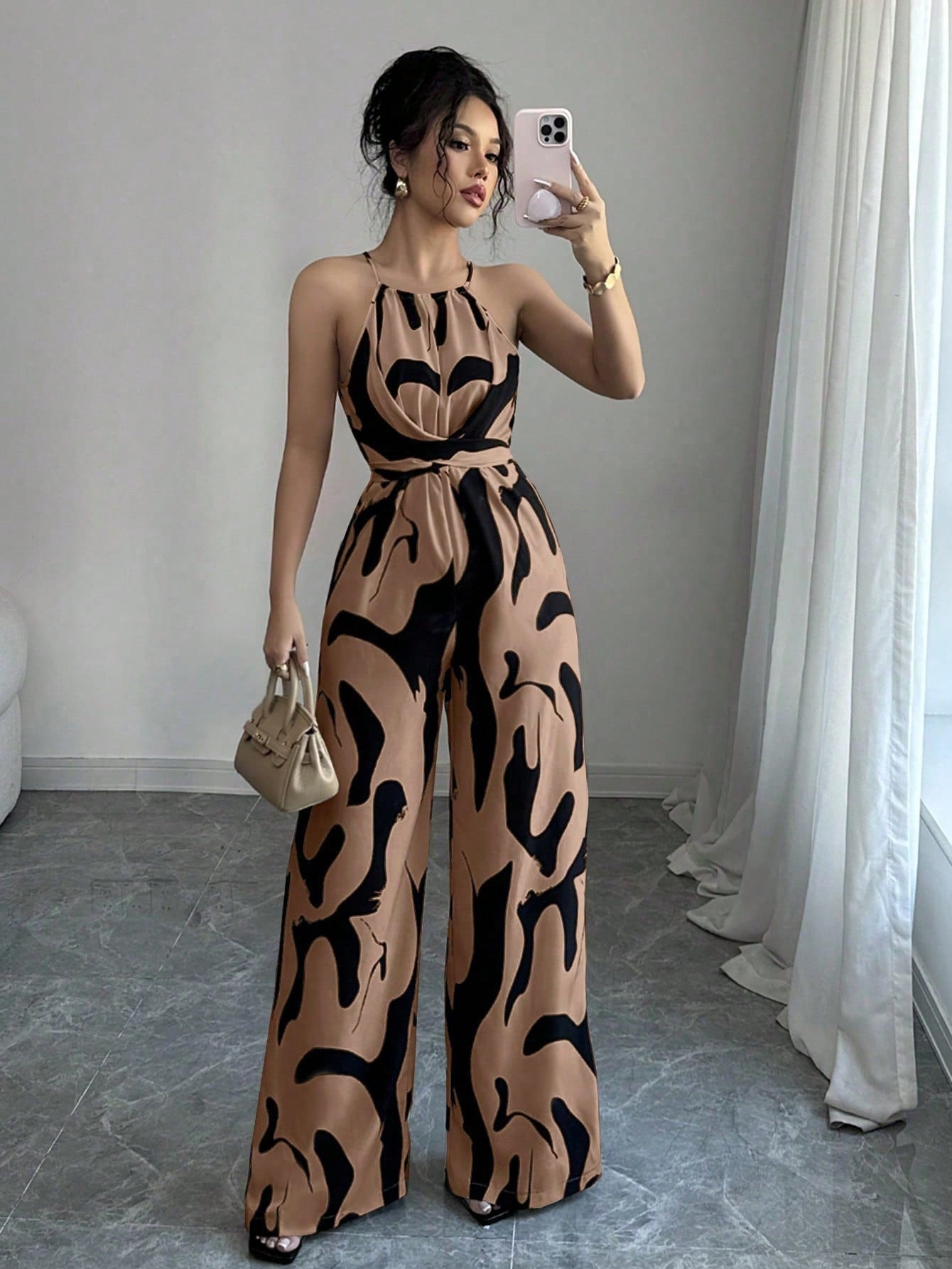 Women's Halter Neck Wide Leg Jumpsuit