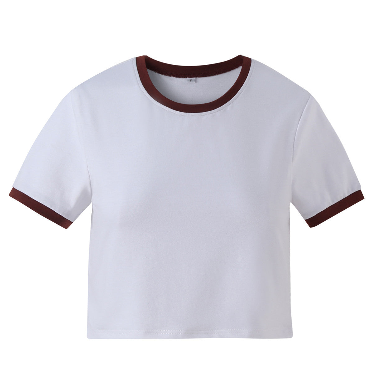 Womens Crop Top Color Block T-Shirt
