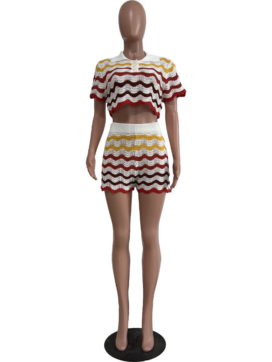Hand Knitted Casual Shorts Set