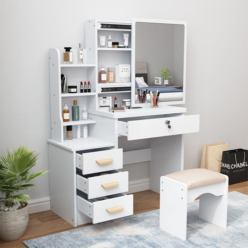 Lockable Mirror Dressing Table with Stool