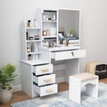 Lockable Mirror Dressing Table with Stool
