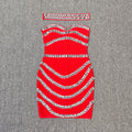 Rhinestone Bodycon Tube Top Evening Dress