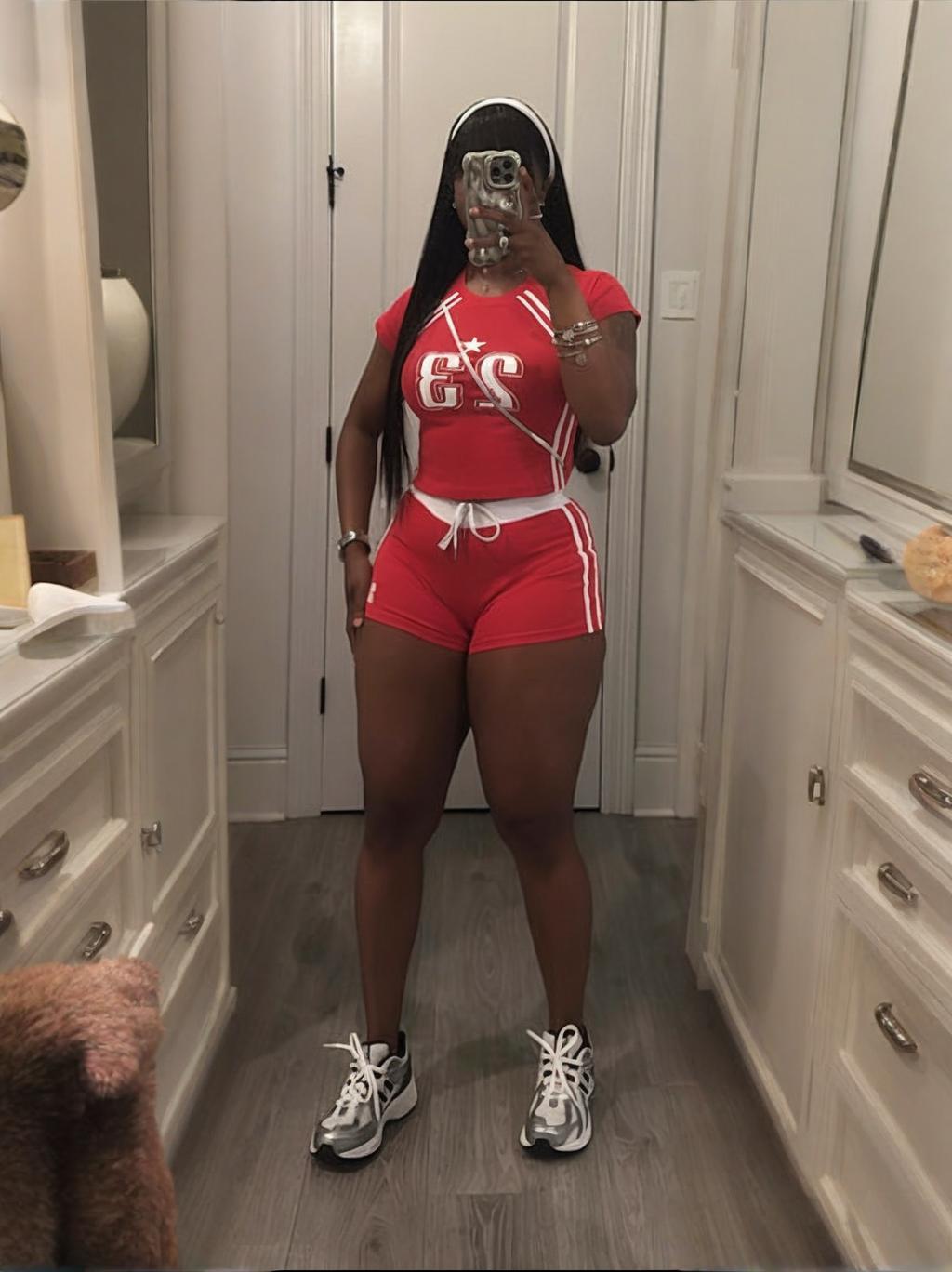 Contrast Print Short Sleeve Shorts