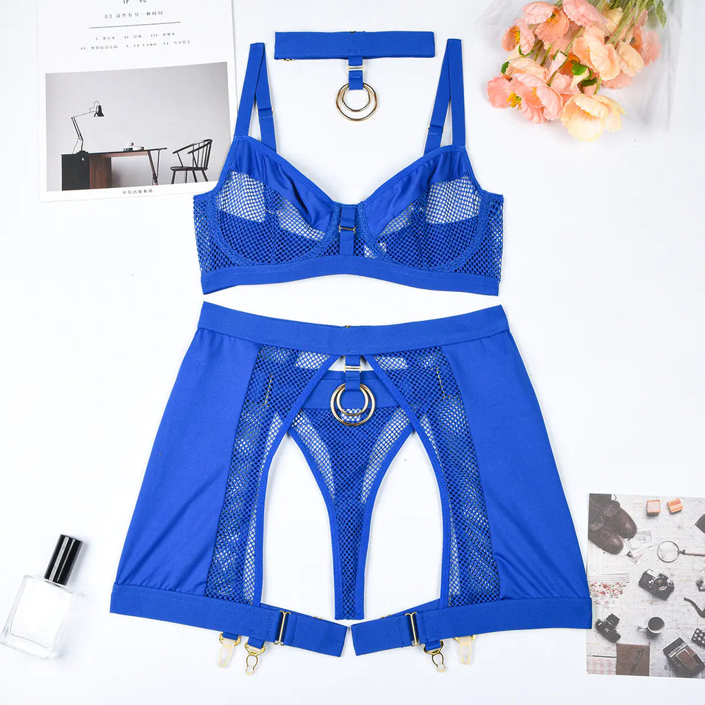 Siney European Style 4-Piece Lingerie Set with Underwire