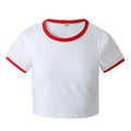 Womens Crop Top Color Block T-Shirt