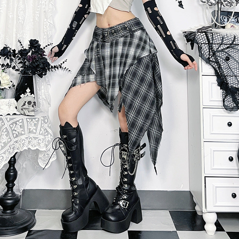 Dark Gothic Pleated Bohemian Short Skirt
