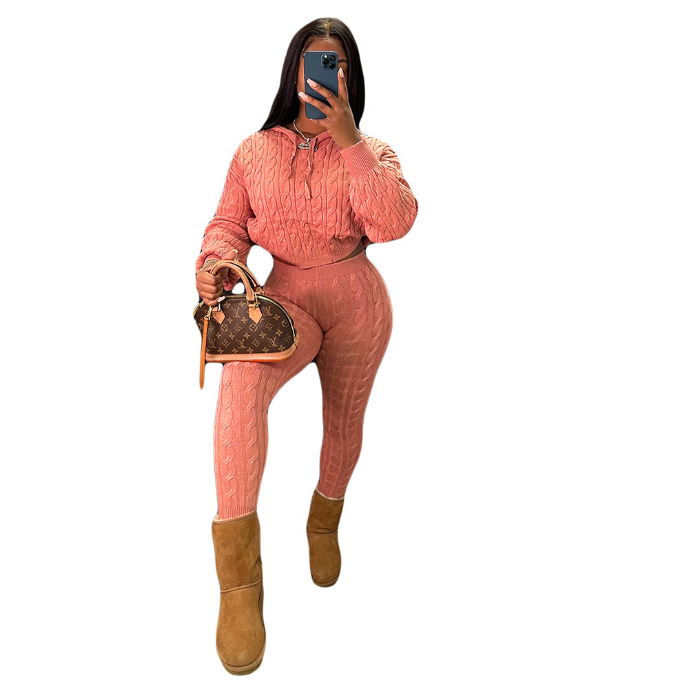 Elastic Solid Anti-Pilling Knitwear Sweater Set