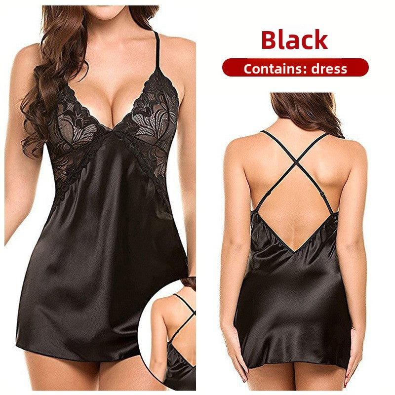 Ice-silk back-crossing nightgown