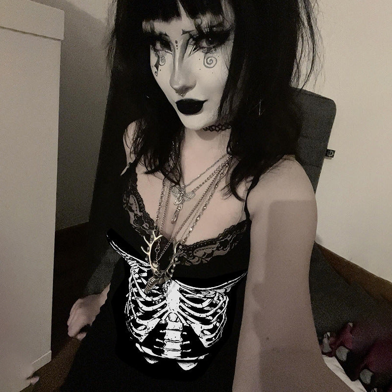 Gothic Skull Kunst Print Hip-Hugging Dress