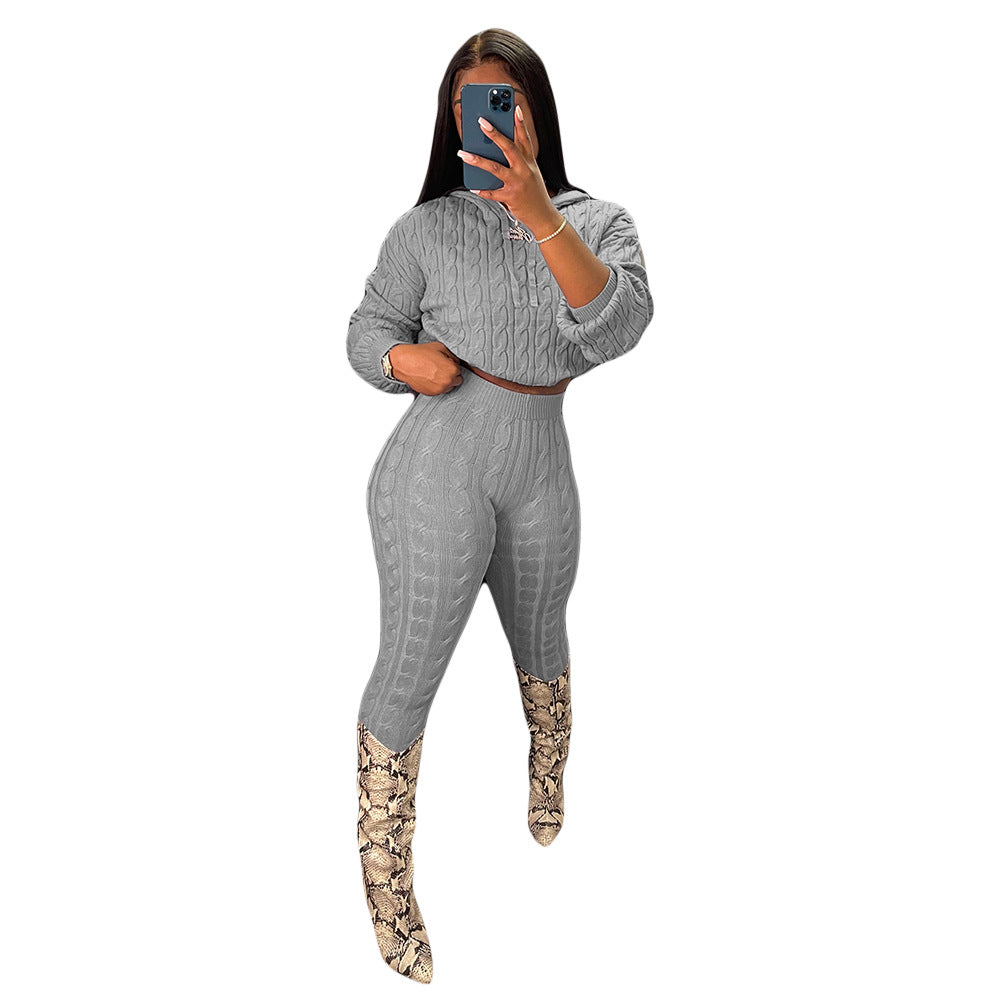Elastic Solid Anti-Pilling Knitwear Sweater Set