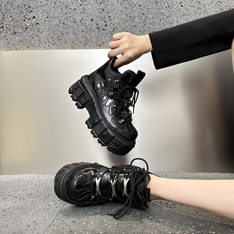 Punk-style platform wedge heels
