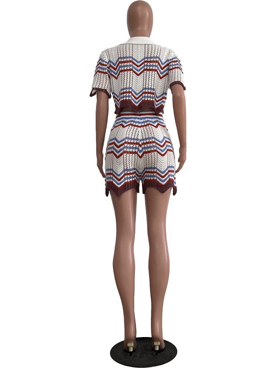 Hand Knitted Casual Shorts Set