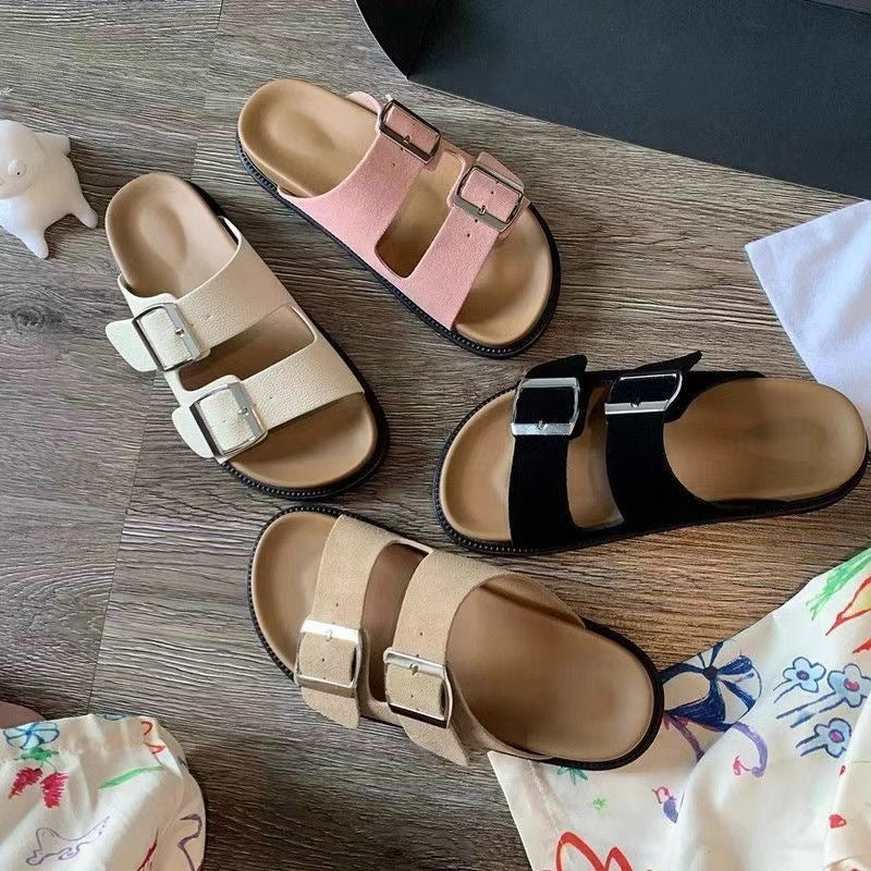 Womens Thick Sole Buckle Sandals