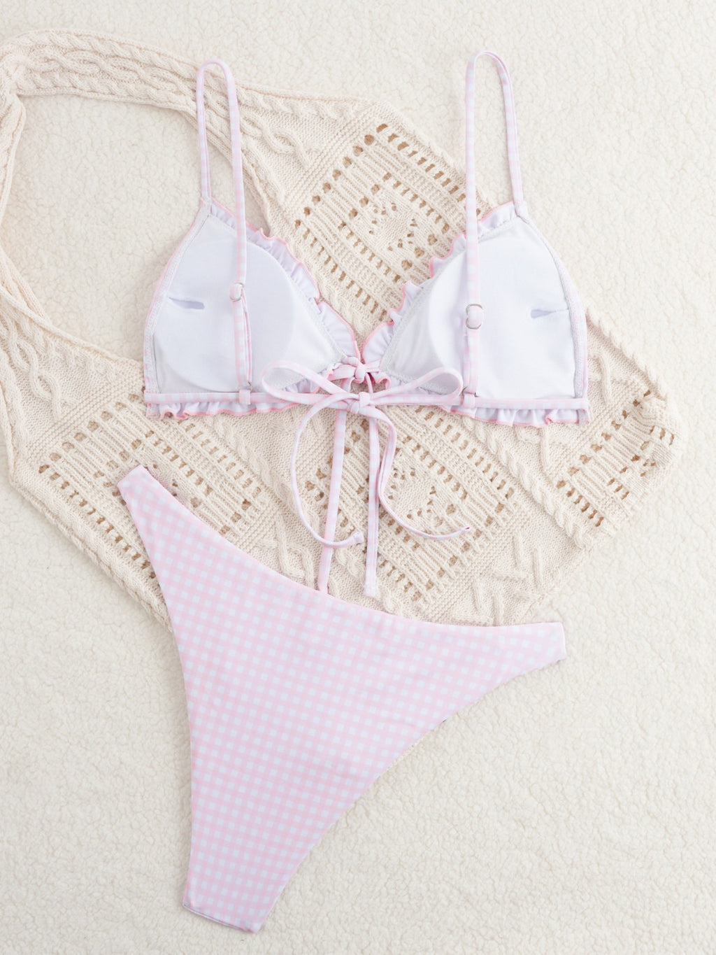 Pink Plaid Push-Up Bikini Set