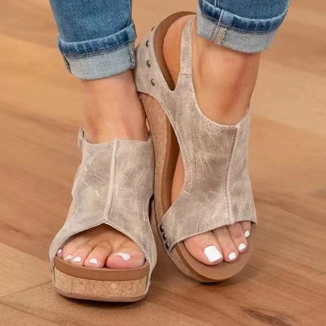 Womens Fashion Wedge Peep Toe Sandals
