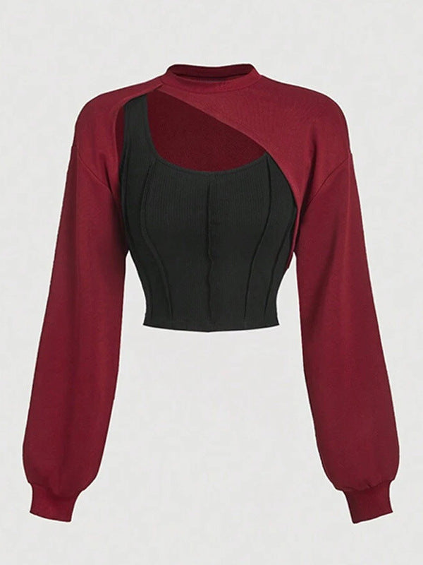 Long-sleeve tunic and fitted vest
